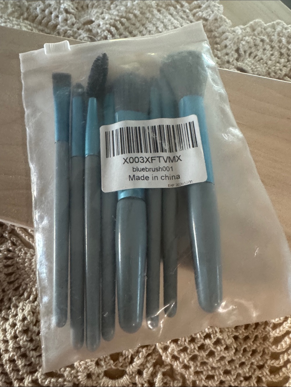 Source Unknown Teal and Gray Women's Makeup Brush Set with Pouch